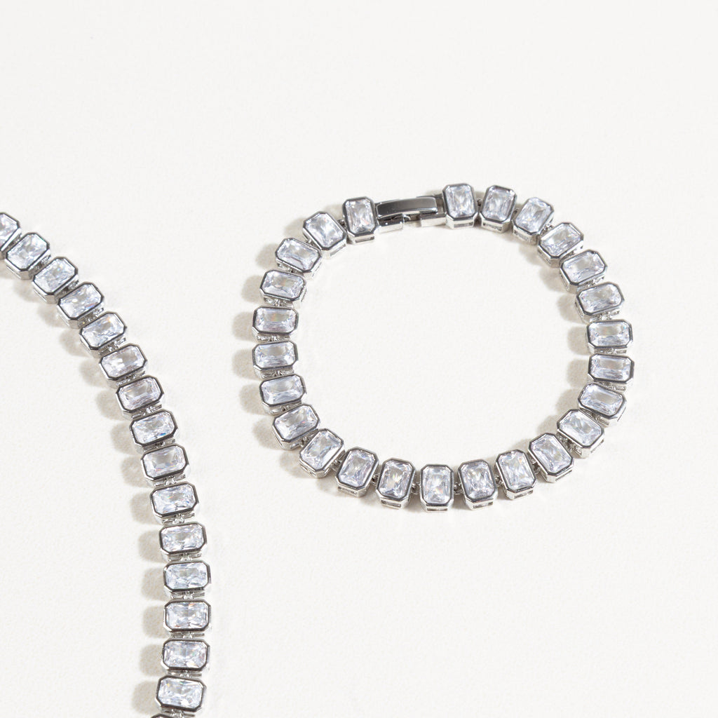 Pulsera statement con zirconias, Pulsera brillante de lujo, Pulsera elegante con piedras, Pulsera de zirconias a juego