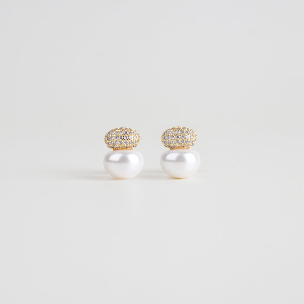 aretes de noche, aretes con zirconias y perla sintética, aretes de ocasión 
