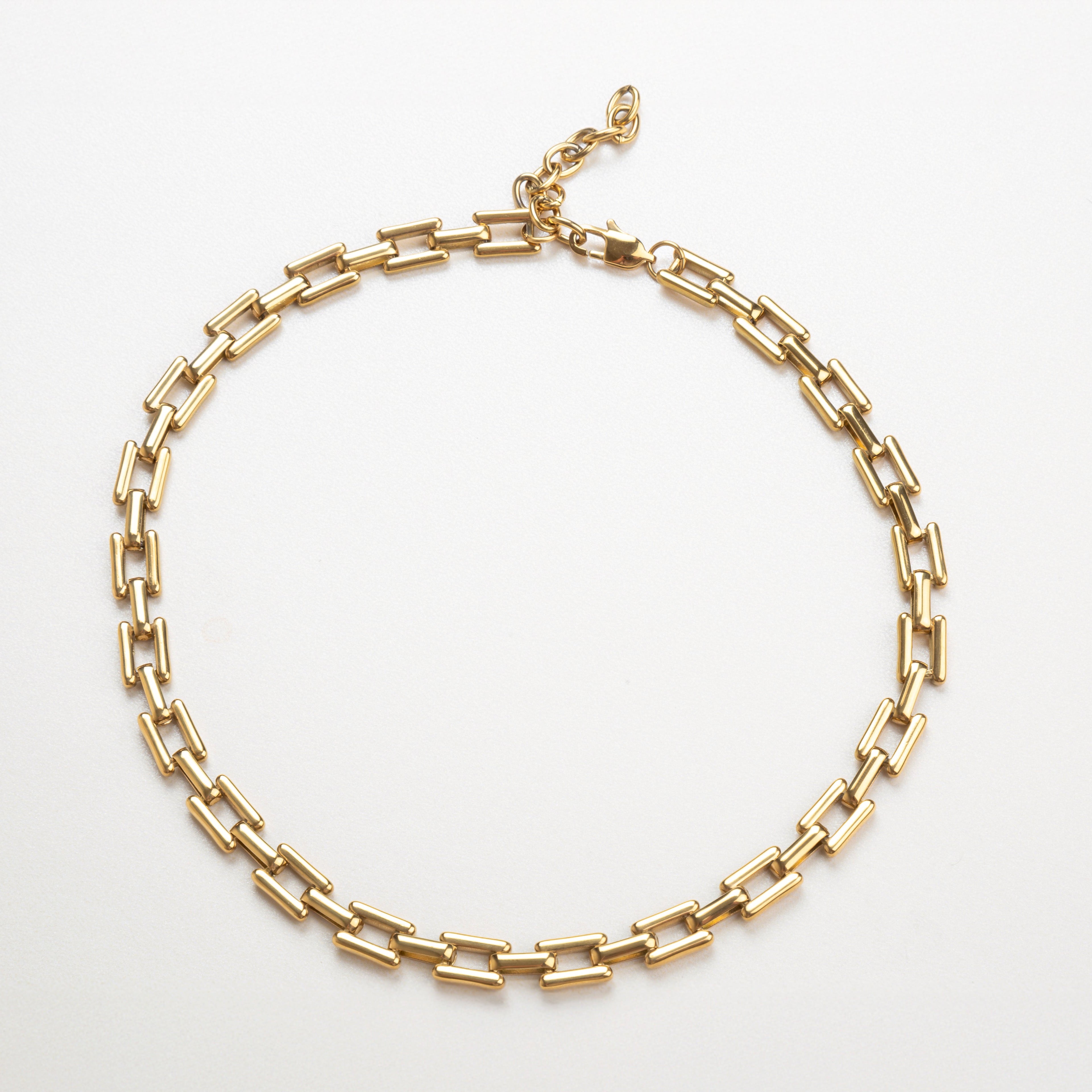 Collar grueso tipo eslabón, Collar dorado llamativo, Joyería dorada para mujer