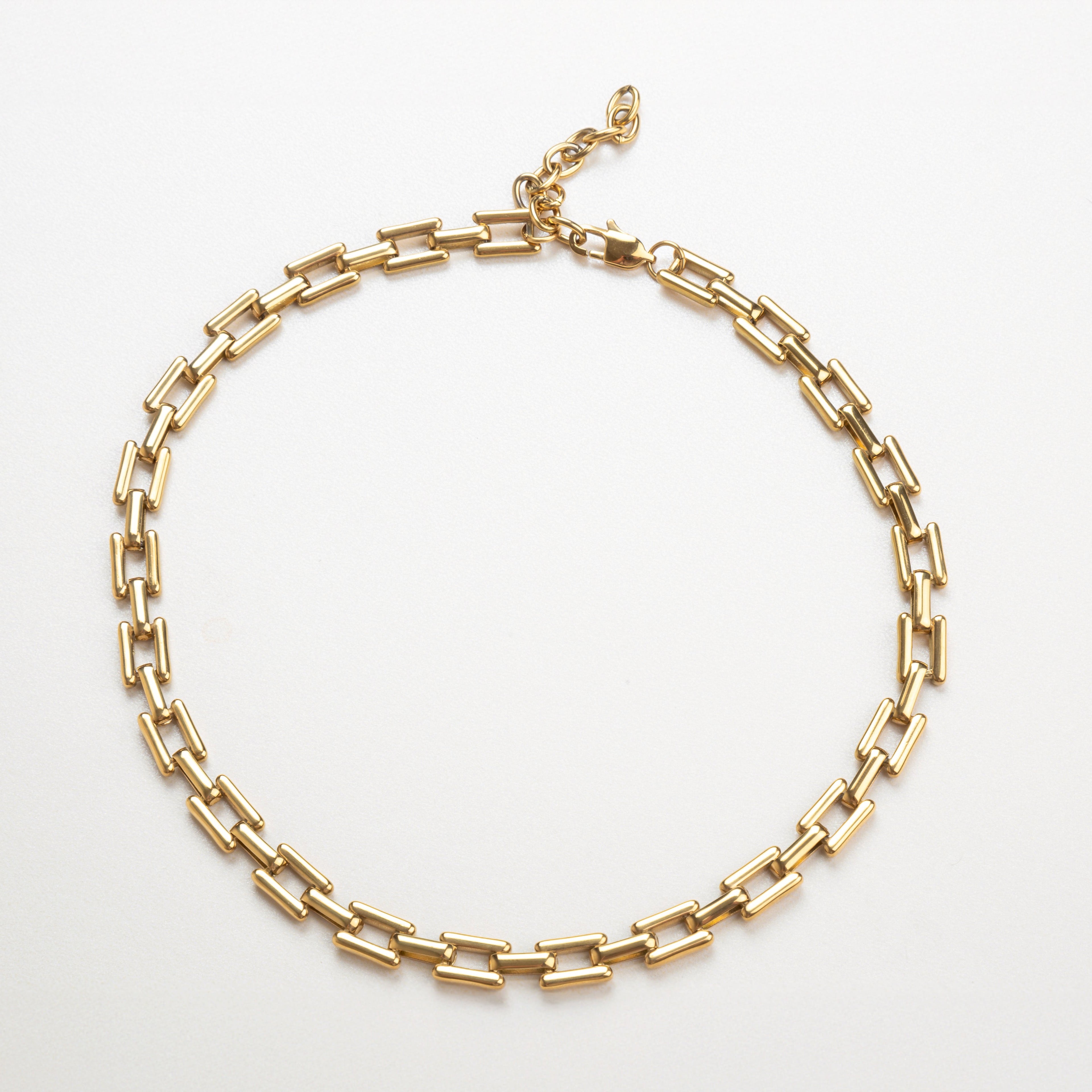 Collar grueso tipo eslabón, Collar dorado llamativo, Joyería dorada para mujer
