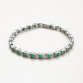 Pulsera de noche elegante, Pulsera con piedras verdes cuadradas, Accesorio glamuroso para mujer, Pulsera sofisticada verde, Pulsera tipo esmeralda elegante