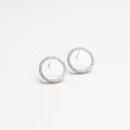 aretes circulares con incrustaciones de zirconia. material base plata925, aretes sofisticados elegantes 