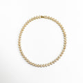 Collar dorado con zirconias brillantes de 40 cm y diseño elegante, Collar de chapa de oro con incrustaciones de zirconias y acabado sofisticado, Collar elegante dorado con zirconias para ocasiones especiales, Collar completo con piedras zirconia y brillo uniforme, Collar femenino dorado con diseño clásico y zirconias