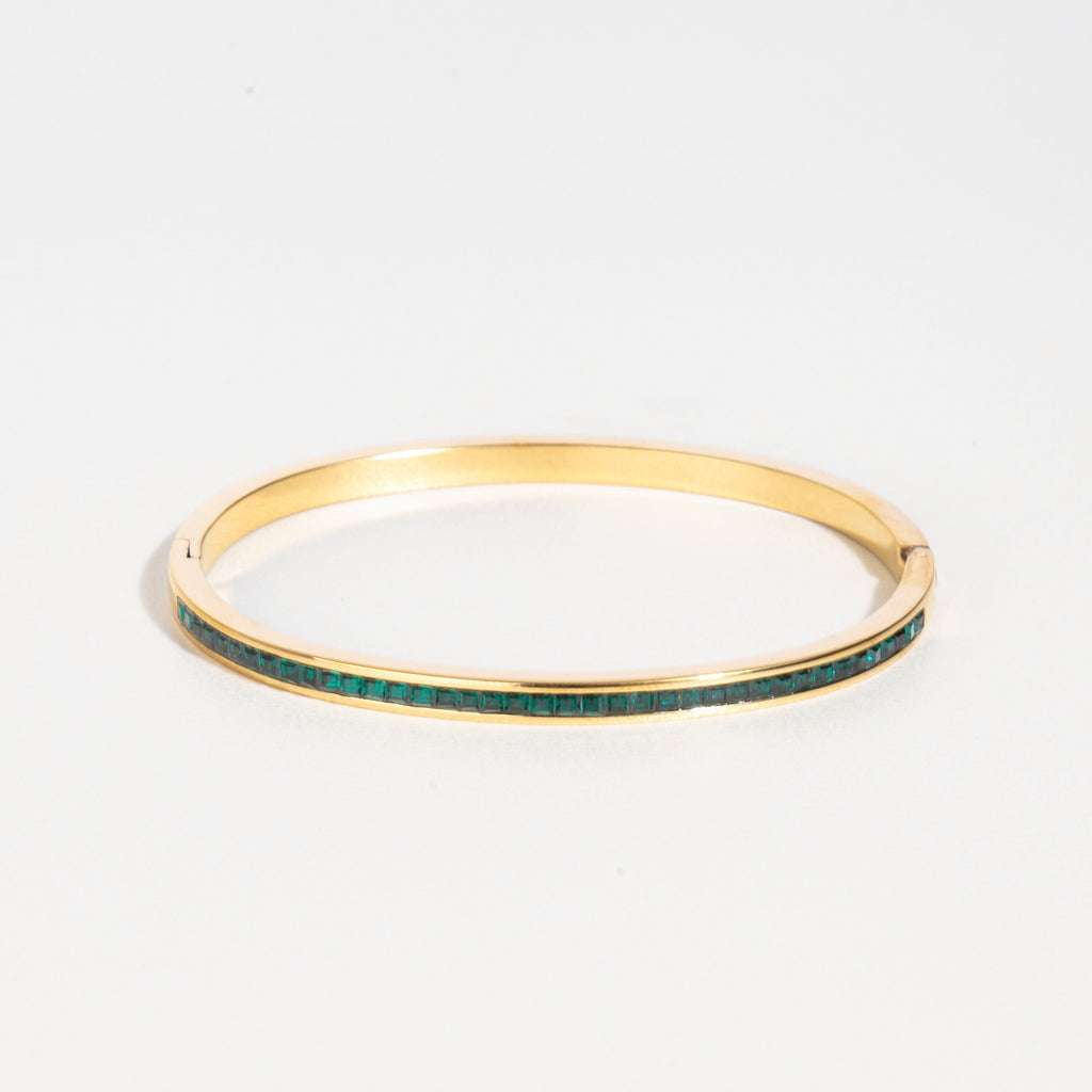 pulsera sofisticada para regalo, joyería dorada con zirconia, pulsera de moda 2025, pulsera para fiesta elegante, pulsera fina y elegante