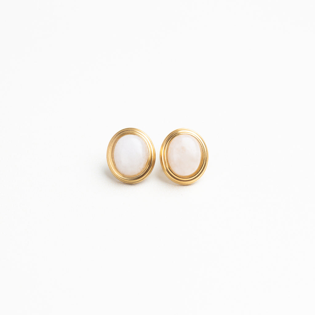 Aretes de acero inoxidable, incrustación de madre perla, chapa de oro 18K, madre perla