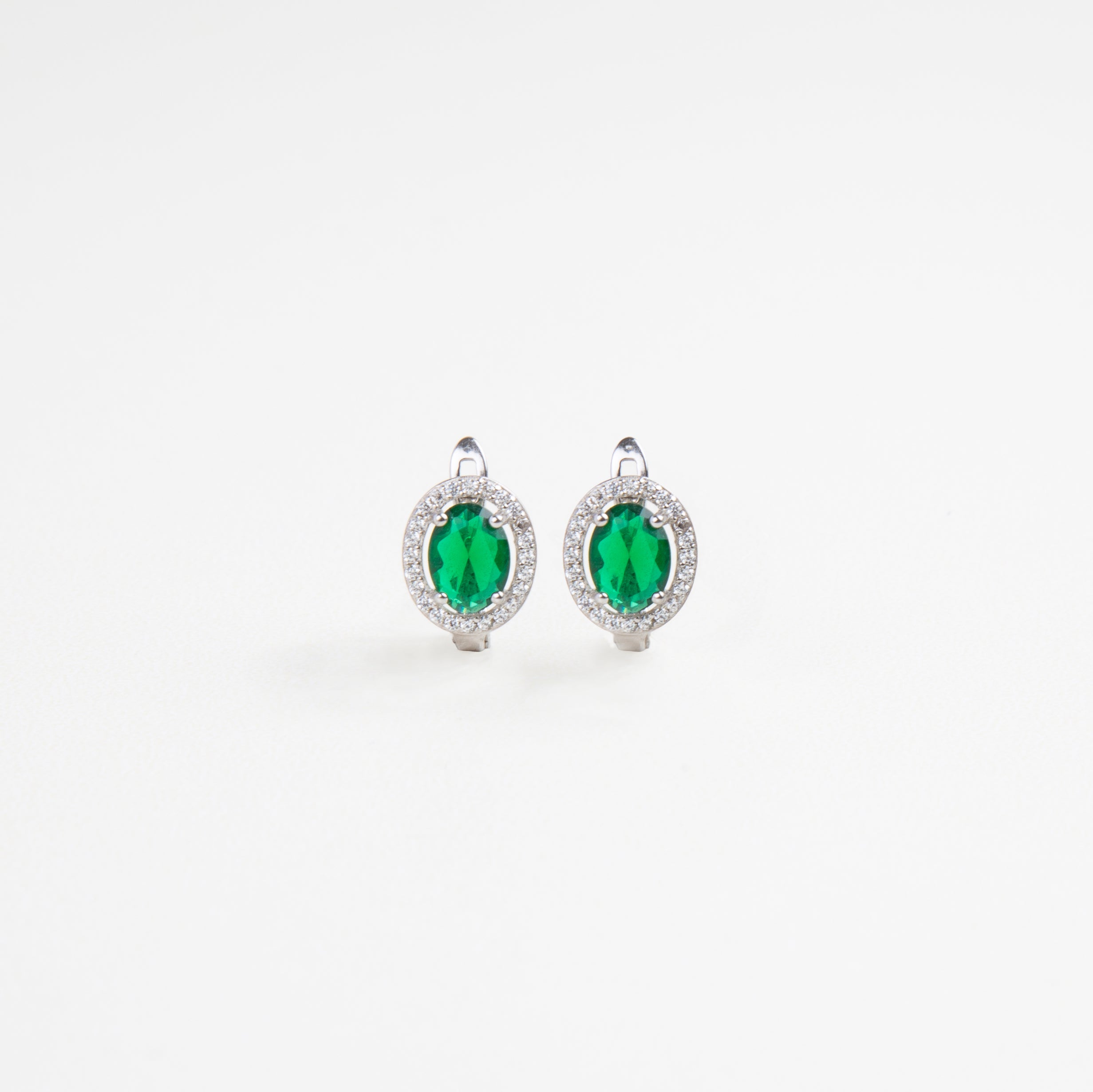 conjunto de bisutería elegante, set de collar y aretes con zirconias, set de joyería para eventos, aretes plateados con piedra esmeralda

