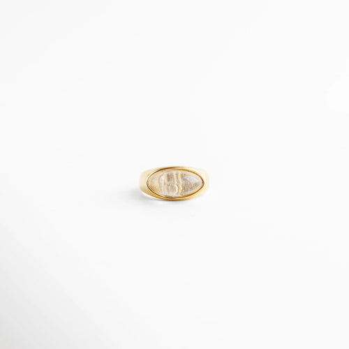 anillo dorado ovalado elegante, anillo dorado minimalista femenino, joyería dorada de diseño limpio, anillo oval clásico moderno, anillo dorado sofisticado, anillo elegante para uso diario