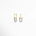 aretes tipo eslabón metálico diseño contemporáneo, aretes modernos con contraste de acabados metálicos, joyería minimalista elegante para uso diario, aretes geométricos sofisticados para mujer, joyería fina moderna en Monterrey