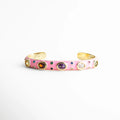 Pulsera rosa esmaltada con zirconias multicolor enchapado en oro 18K elegante mujer, Pulsera Mingles rosa con piedras multicolor diseño moderno y vibrante, Pulsera femenina rosa con zirconias cúbicas multicolor estilo elegante, Joyería colorida pulsera esmaltada rosa con detalles brillantes mujer, Pulsera moderna rosa con incrustaciones multicolor acabado dorado elegante