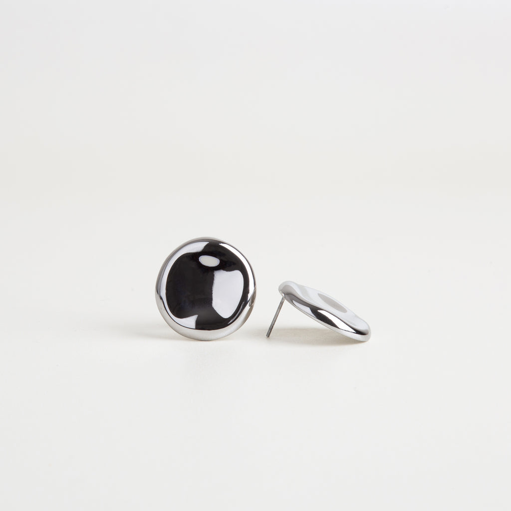 aretes de acero inoxidable plateados, joyería moderna 