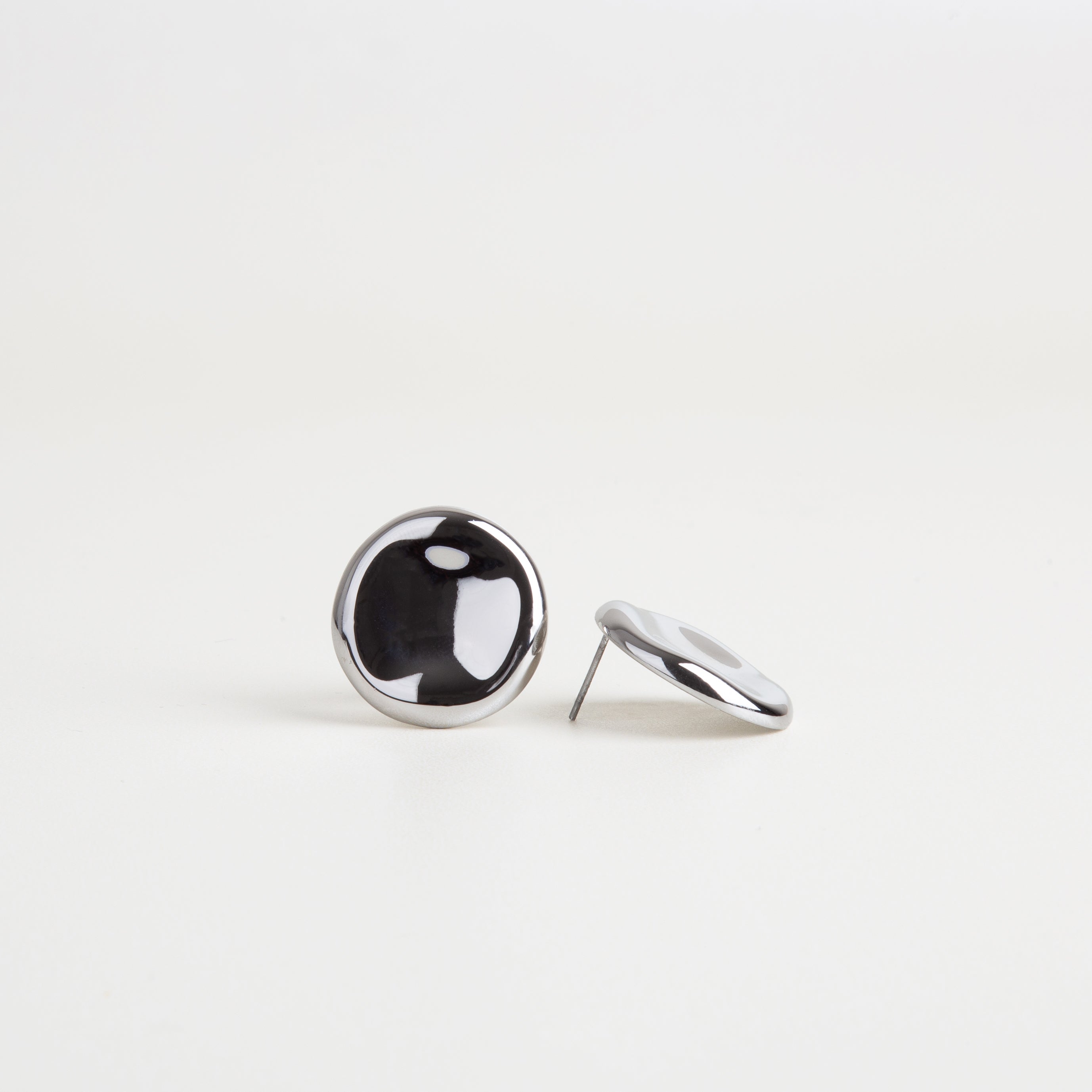aretes de acero inoxidable plateados, joyería moderna 